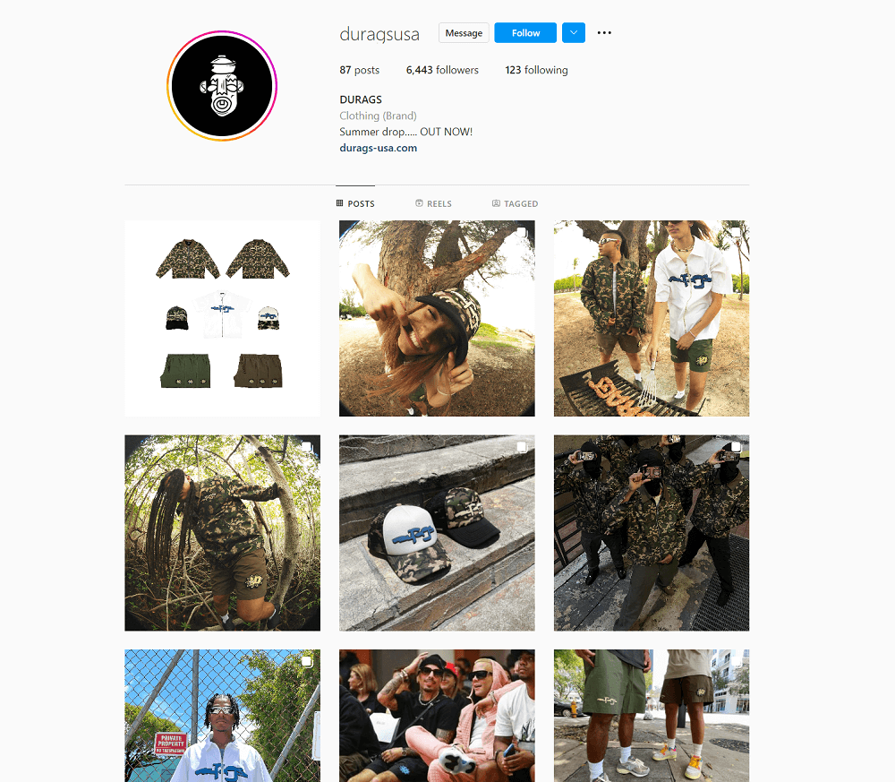 Instagram clothing brand example