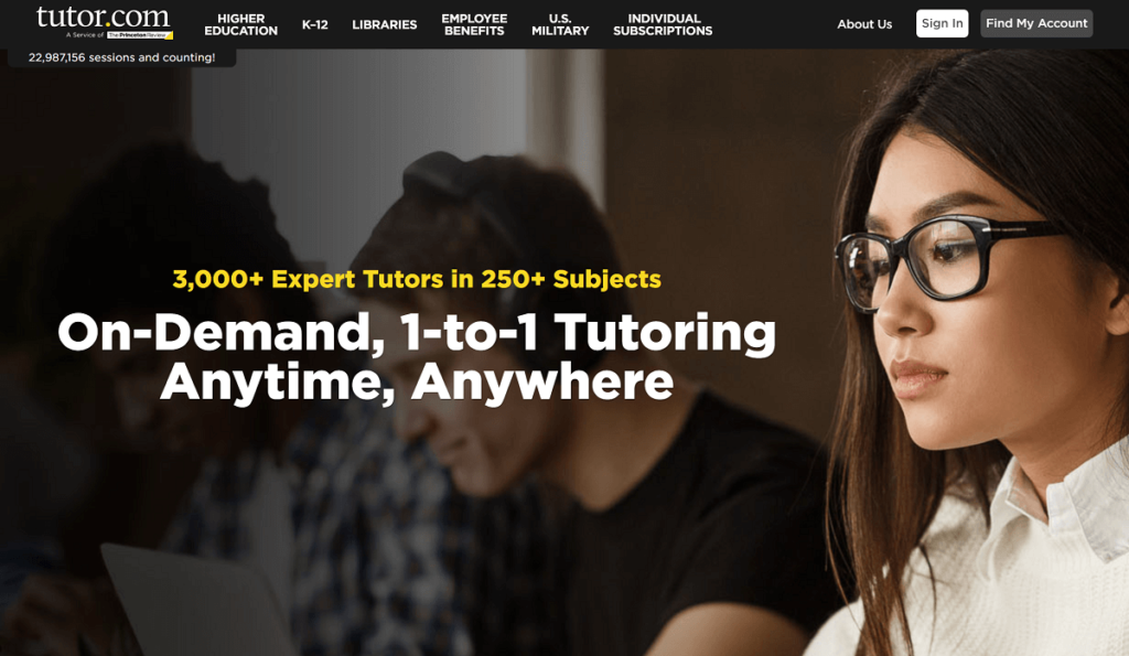 tutor dot com homepage
