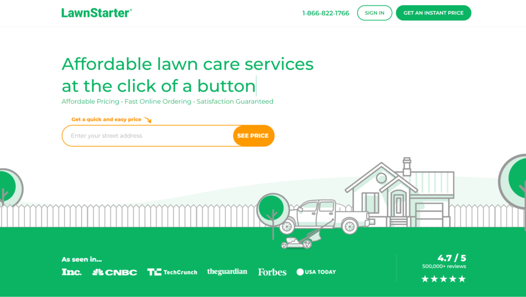 LawnStarter dot com homepage