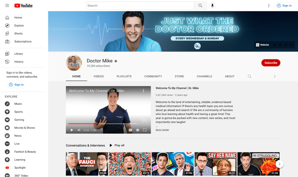 doctor mike youtube channel