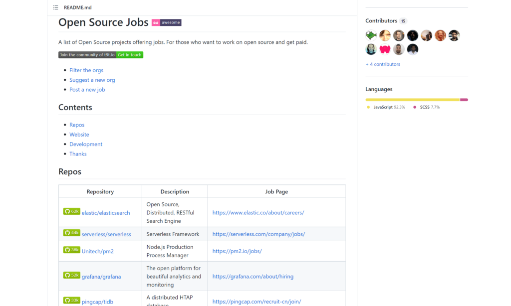 open source jobs repo on github