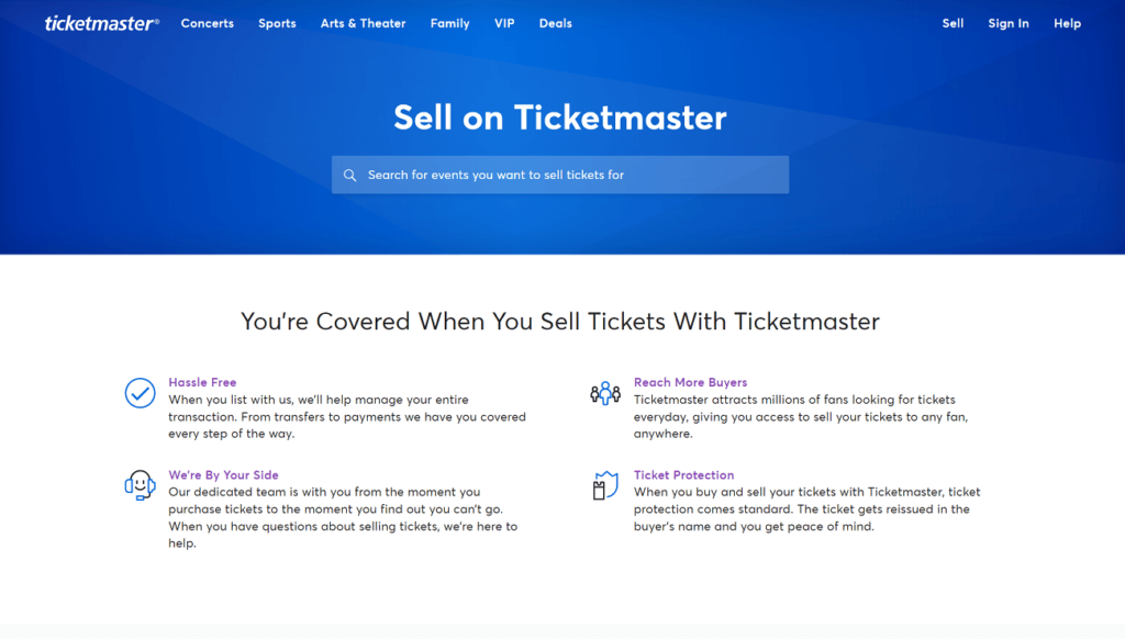 selling tickets on ticketmaster dot com