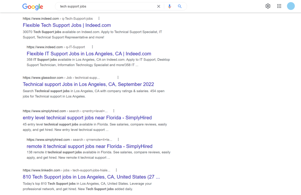 tech support jobs Google search